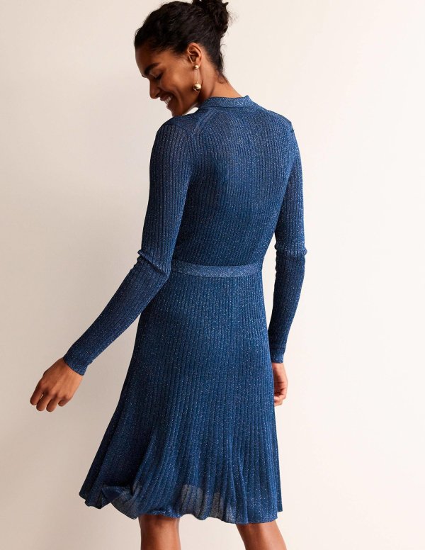 Faye Sparkle Knitted DressAtlantic Blue
