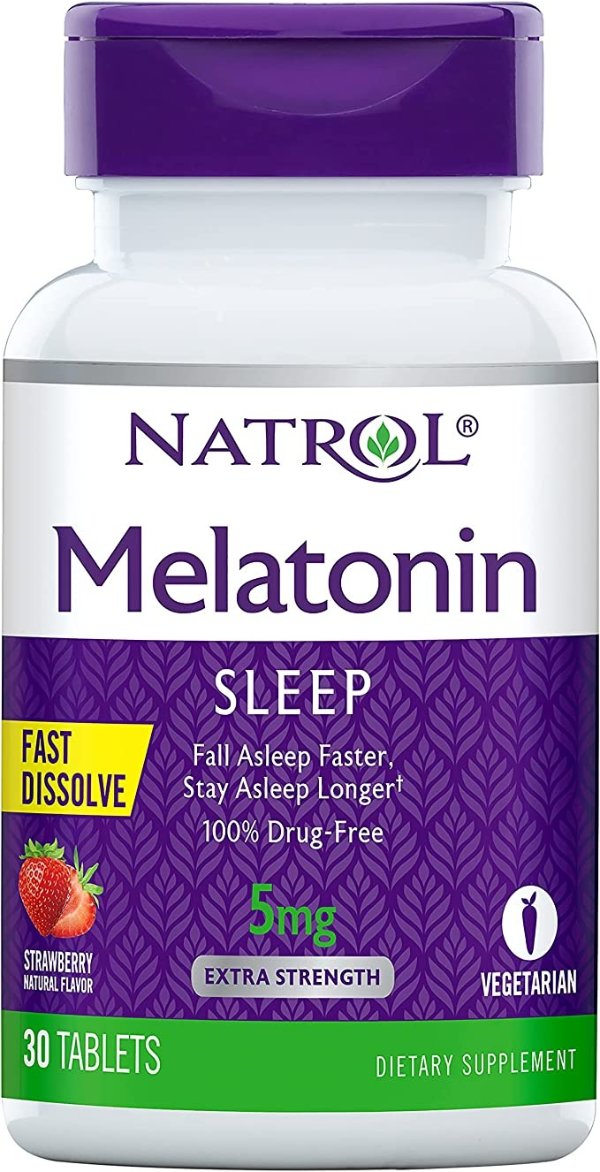 Melatonin Fast Dissolve Tablets, Helps You Fall Asleep Faster, Stay Asleep Longer, Easy to take, Dissolves in Mouth, Strengthen Immune System, Strawberry Flavor, 5mg, 30 Count
