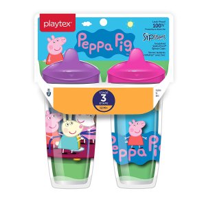 $4.98 Playtex Sipsters 3阶段 Peppa Pig 防漏防摔水杯,9oz, 2个