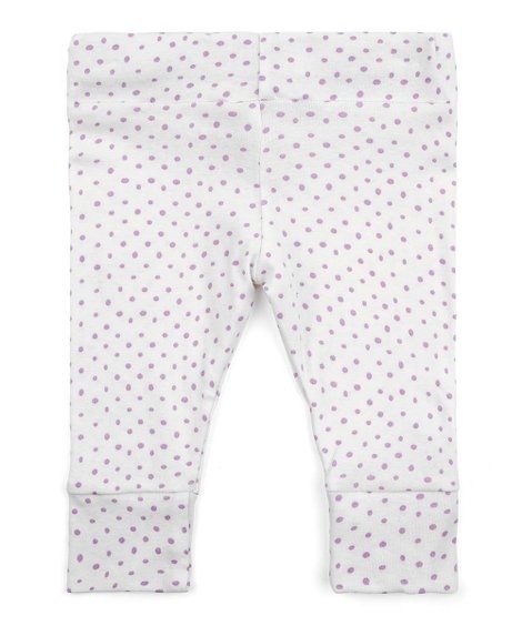 White & Lavender Polka Dot Organic Cotton Leggings - Infant