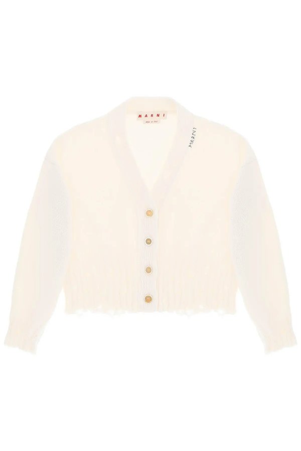 Destroyed-effect cropped cardigan Marni
