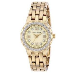 Anne Klein Women's AK/1508CMGB Swarovski Crystal Accented Gold-Tone Bracelet Watch