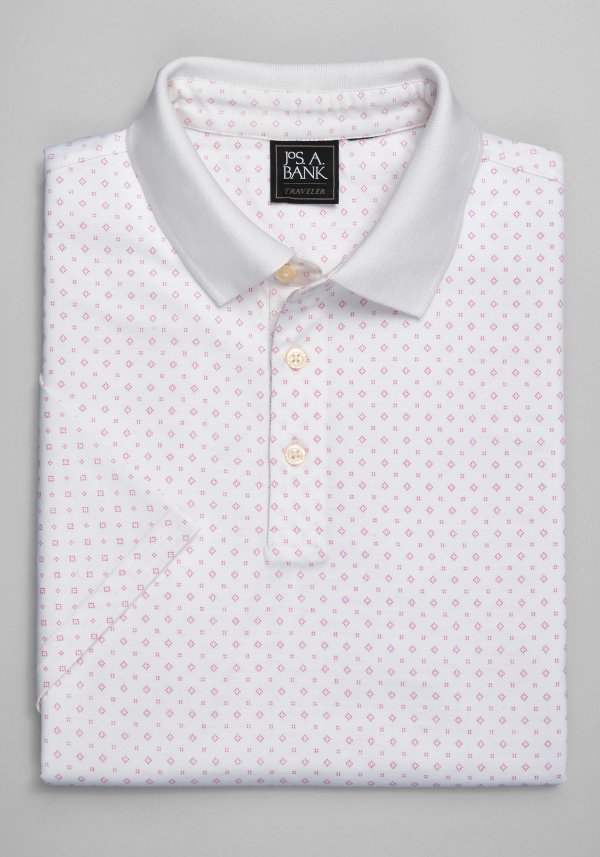 Traveler Collection Traditional Fit Diamond Dot Jersey Golf Polo - Big & Tall CLEARANCE - All Clearance | Jos A Bank