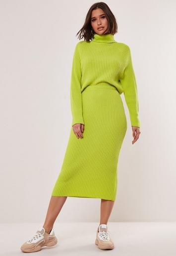- Lime Co ord Knitted Midaxi Skirt