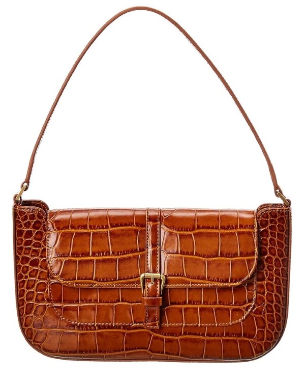 By Far Miranda Croc-Embossed Leather Shoulder Bag