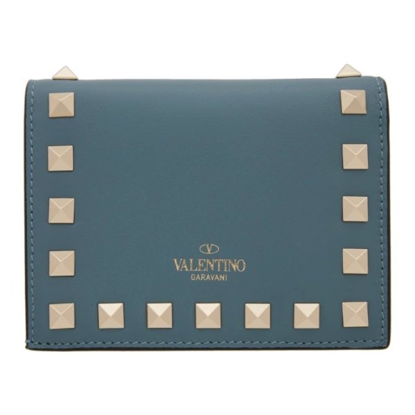 Blue Valentino Garavani Small Rockstud Wallet