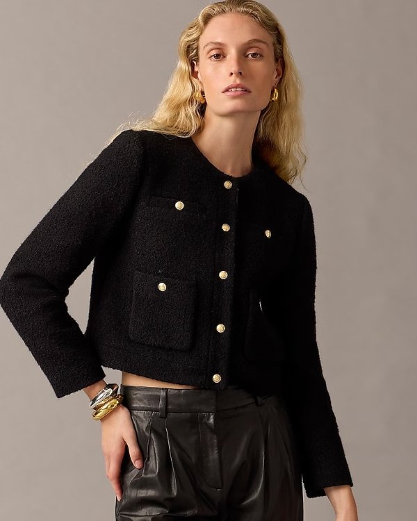 Collection cropped lady jacket in Italian wool-blend boucle