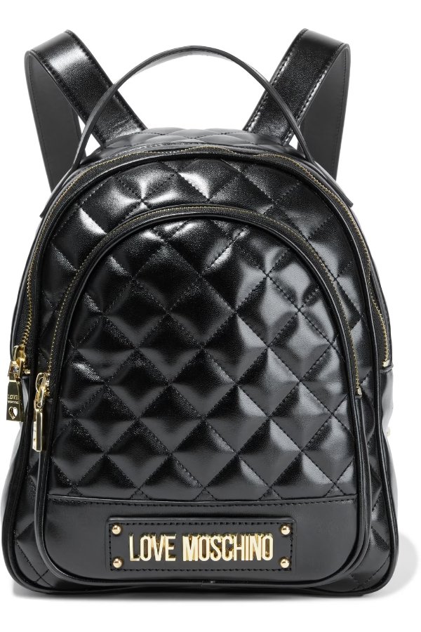Quilted faux leather backpack