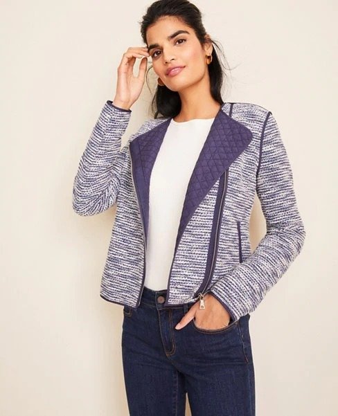 Quilted Tweed Moto Jacket | Ann Taylor