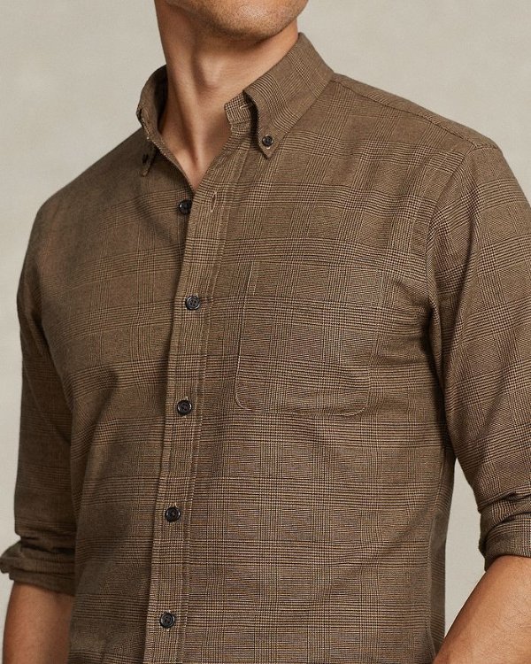 Cotton Twill Plaid Custom Fit Button Down Shirt