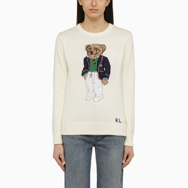 Cotton Cream Polo Bear Sweater | TheDoubleF