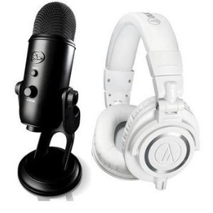 Audio-Technica ATH-M50x Professional Monitor Headphones, Black - Bundle With Blue Microphones YETI USB Condenser Mic