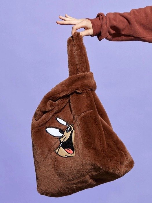 [Exclusive] Faux Fur Market Bag Brown
