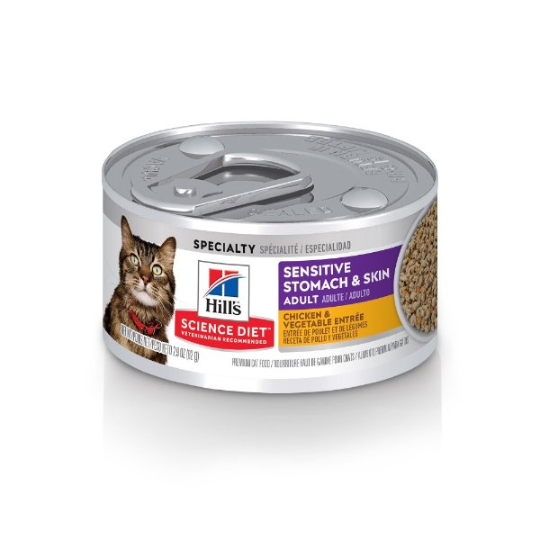 Hill's Science Diet Adult Grain Free Sensitive Stomach & Skin Chicken & Vegetable Entree Canned Cat Food | Petflow