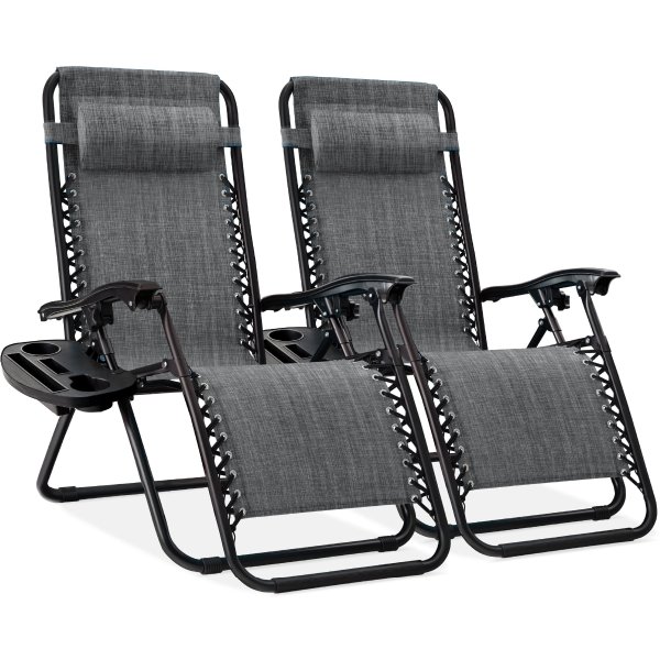Set of 2 Zero Gravity Lounge Chair Recliners for Patio