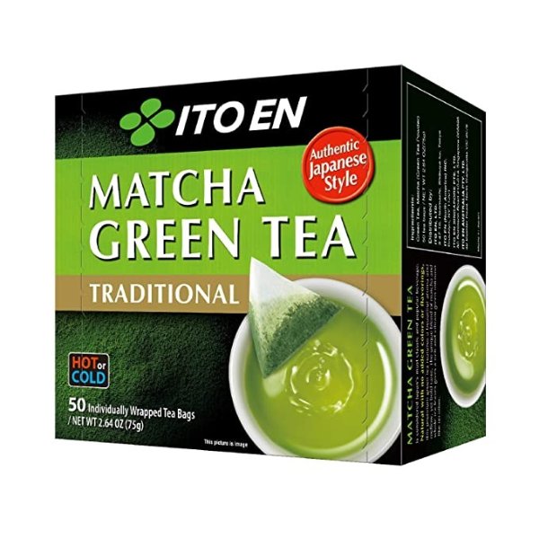 Traditional Matcha Green Tea 50 Count Zero Calories, Caffeinated