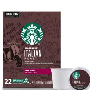 Starbucks Dark Roast K-Cup Coffee Pods — Italian Roast for Keurig Brewers — 1 box (22 pods)