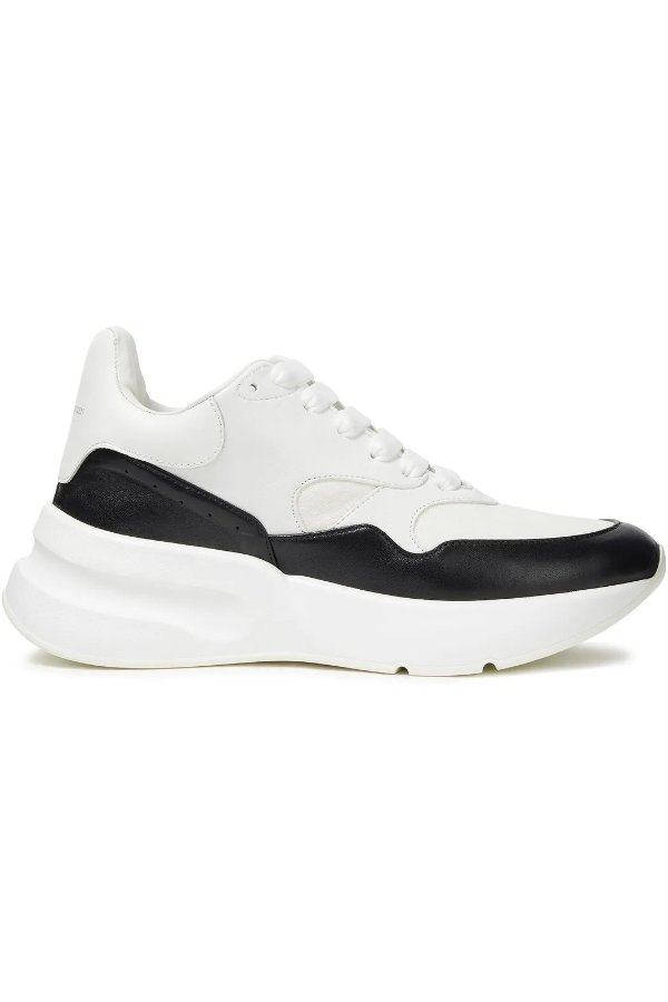 Neoprene and leather exaggerated-sole sneakers