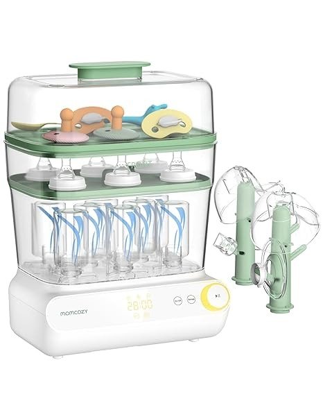 3 Layers Large Bottle Sterilizer and Dryer, Fast Sterilize and Dry, Universal Bottle Sterilizer for All Bottles & Breast Pump Accessories, Touch Screen & Auto-Off Bottle Sanitizer