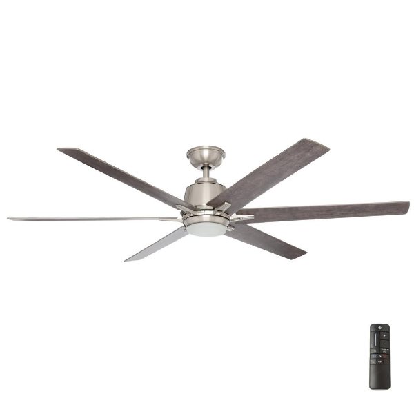 Kensgrove 64 in. LED Brushed Nickel Ceiling Fan with Remote Control