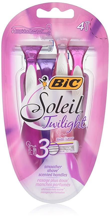 Soleil Twilight Women's 3-Blade Disposable Razor, 4 Count