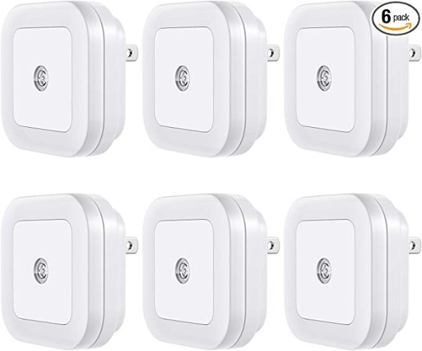 'Lyra' LED Night Light, Plug-in [6 Pack] Super Smart Dusk to Dawn Sensor, Night Lights Suitable for Bedroom, Bathroom, Toilet, Stairs, Kitchen, Hallway, Kids,Adults,Compact Nightlight, Cool White