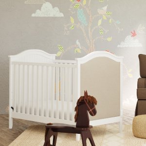 Storkcraft Rosehill Upholstered 3 in 1 Convertible Crib White with Beige