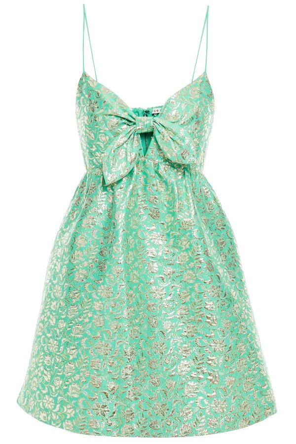Melvina bow-detailed cotton-blend brocade mini dress