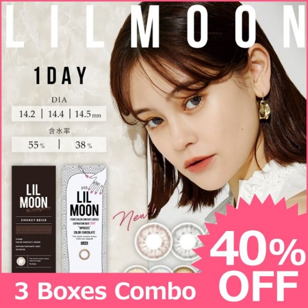 【3 Boxes Combo】LIL MOON 1DAY 3-box set[10 lenses / 1Box] / Daily Disposal Colored Contact Lenses<!--リルムーン　ワンデー 3箱セット(1箱10枚入) □Contact Lenses□-->