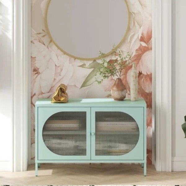 Luna 25.2'' Tall Accent Cabinet with Fluted Glass