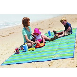 Camco Handy Mat with Strap, Perfect for Picnics, Beaches, RV and Outings, Weather-Proof and Mold/Mildew Resistant (Blue/Green - 60" x 78")