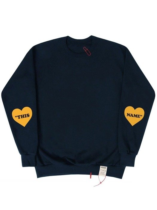 Elbow Lettering Heart Clip Sweatshirt_Navy