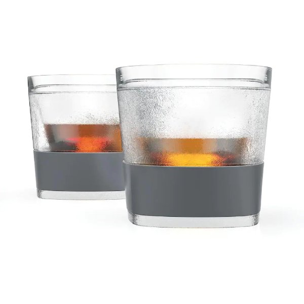 Freeze Grey Cooling Cups for Whiskey, Bourbon, and Scotch, Freezer Gel Chiller Double Wall Tumblers (Set of 2)