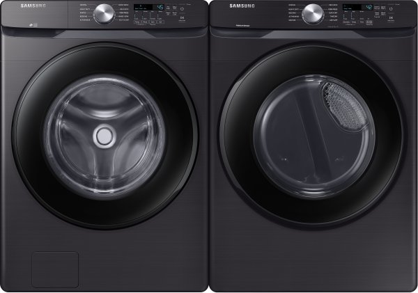 Samsung SAWADRGV6000 Side-by-Side Washer & Dryer Set with Front Load Washer and Gas Dryer in Black