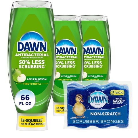 Dawn Ultra Anti-Bacterial EZ-Squeeze Hand Soap, Apple Blossom, 3x22 Fl Oz