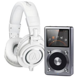 Audio-Technica ATH-M50x Pro Monitor Headphones, White W/FiiO X3 Audio Player