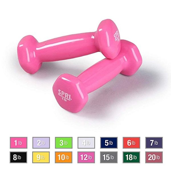 Dumbbells Deluxe Vinyl Coated Hand Weights All-Purpose Color Coded Dumbbell for Strength Training