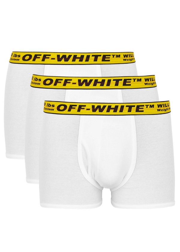 Industrial white stretch-cotton boxer briefs - set of three