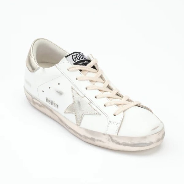 White & Gold Super-Star Leather Sneaker - Women