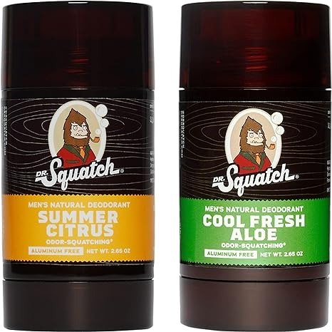 Dr. Squatch Natural Deodorant for Men – Odor-Squatching Men's Deodorant Aluminum Free - Summer Citrus + Cool Fresh Aloe (2.65 oz, 2 Pack)
