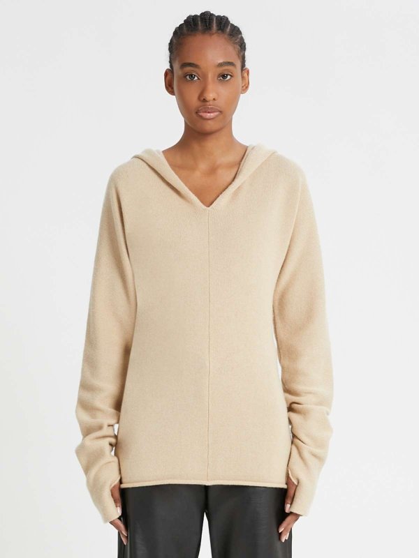 Cashmere-blend hoodie, sand - "CENTRO" Max Mara