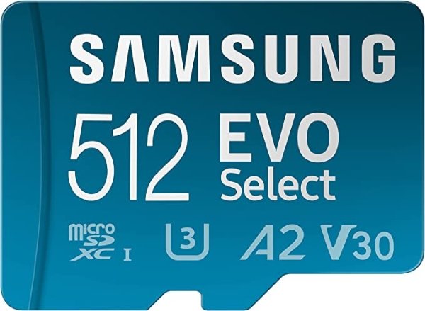 EVO Select + Adapter 512GB microSDXC 130MB/s Full HD & 4K UHD, UHS-I, U3, A2, V30 (MB-ME512KA/AM)