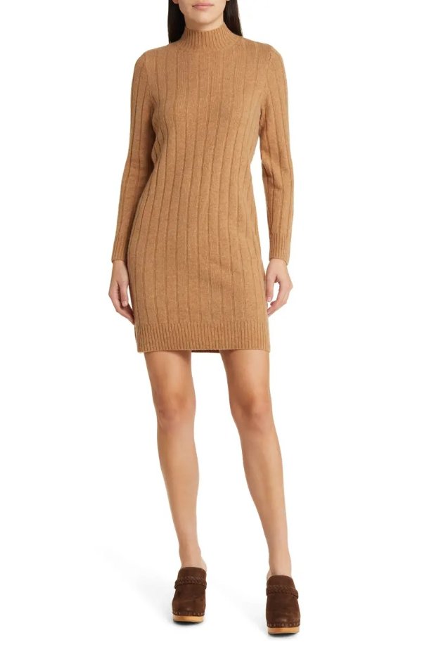 Bodhi Long Sleeve Wool Blend Rib Sweater Dress
