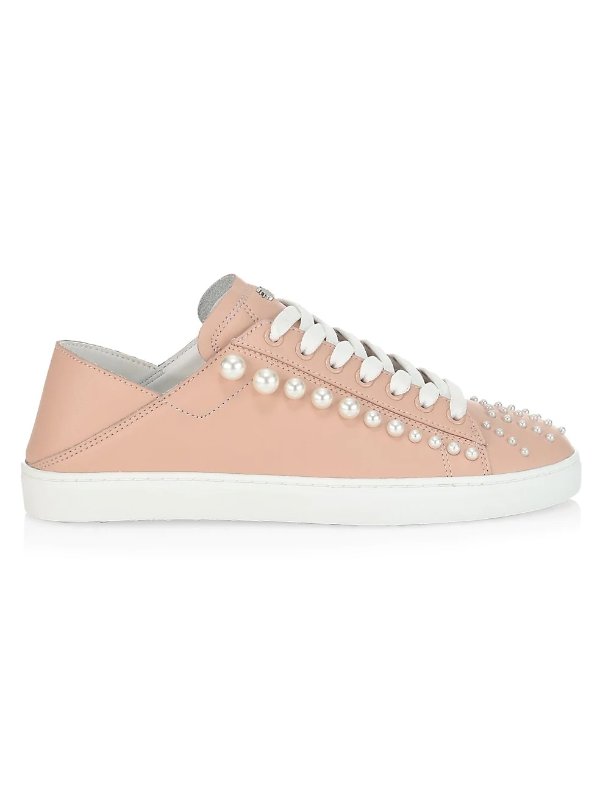 Goldie Embellished Leather Sneakers