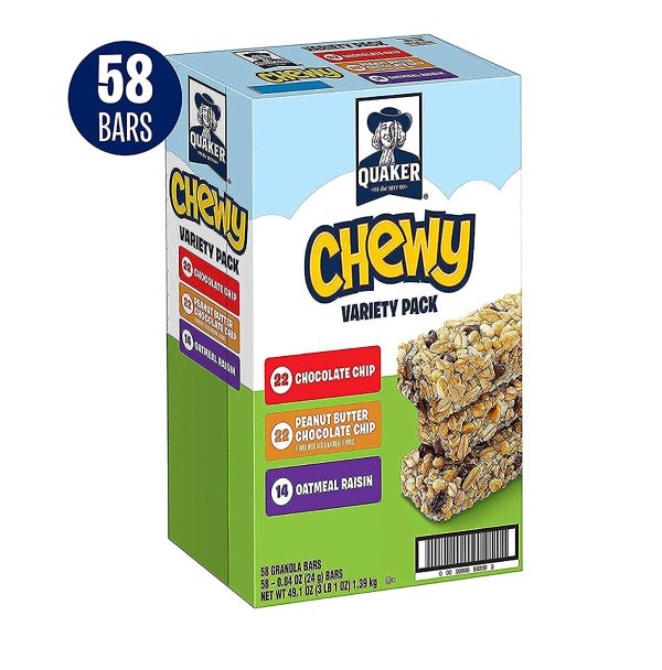 Chewy Granola Bars, Chocolate Lovers Variety Pack, 58 Count