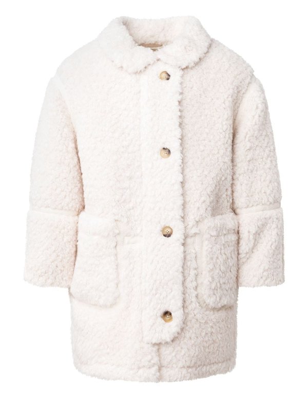 TEEN panelled fleece coat
