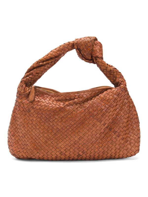 Made In Italy Leather Woven Hobo With Knot Detail | Handbags | Marshalls