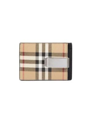 Checked Leather Card Case