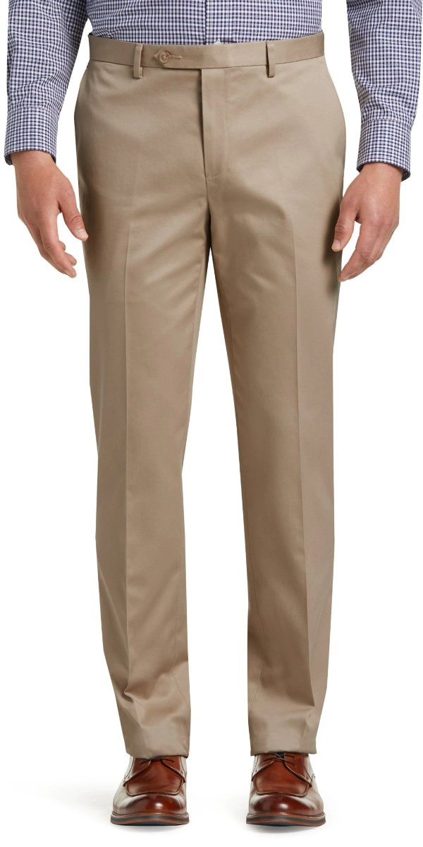 Traveler Collection Tailored Fit Flat Front Twill Pants - Traveler Twill Casual Pants | Jos A Bank