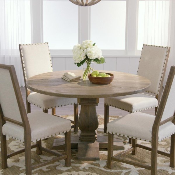 Aldridge Antique Grey Round Dining Table-NB024AG - The Home Depot